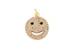 1pc 18k Gold Smiley Face EMOJI Charm Necklace Charm- Multi Colored CZ - 13mm- 1 pc per order P13E1