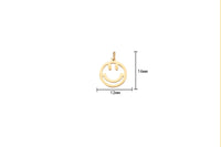 14k Gold Smile Face EMOJI Charm Necklace Charm - 13mm- 2 pcs per order P13E5