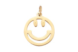 14k Gold Smile Face EMOJI Charm Necklace Charm - 13mm- 2 pcs per order P13E5