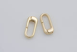 2 pcs- 18kt Gold Small Push Gate Oval Clasp, Spring gate Clasp, 16x7mm