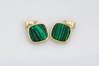 2pc 18K Gold Mini Malachite Square Tag Bracelet Charm Gift for Jewelry Making-10mm- 2 pcs per order