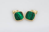 2pc 18K Gold Mini Malachite Square Tag Bracelet Charm Gift for Jewelry Making-10mm- 2 pcs per order