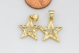 2pc 18K Gold Mini Shooting Star Cubic Zirconia Bracelet Necklace Pendant Earring Charm Gift for Jewelry Making-14x18mm