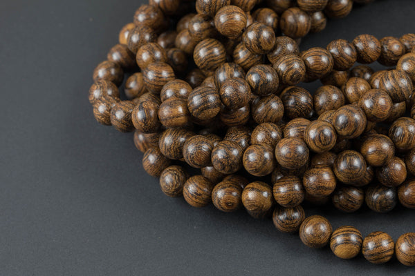 Natural TigerSkin RoseWood, High Quality in Round- 6m, 8mm, 10mm- Wholesale Bulk or Single Strand! AAA Quality Gemstone Beads