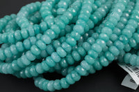 GORGEOUS MYSTIC Light Aqua JADE Gray / Moonstone Color High Quality in Faceted Rondelle- 8mm-Full Strand 15.5 inch Strand