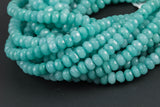 GORGEOUS MYSTIC Light Aqua JADE Gray / Moonstone Color High Quality in Faceted Rondelle- 8mm-Full Strand 15.5 inch Strand