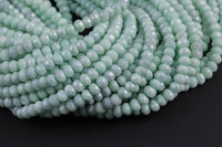 GORGEOUS MYSTIC Silverite Jade Lt Aqua High Quality in Faceted Rondelle- 4mm / 6mm-Full Strand 15.5 inch Strand