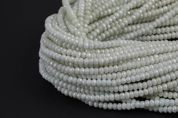 GORGEOUS MYSTIC Silverite JADE White/ Moonstone Color High Quality in Faceted Rondelle- 8mm-Full Strand 15.5 inch Strand