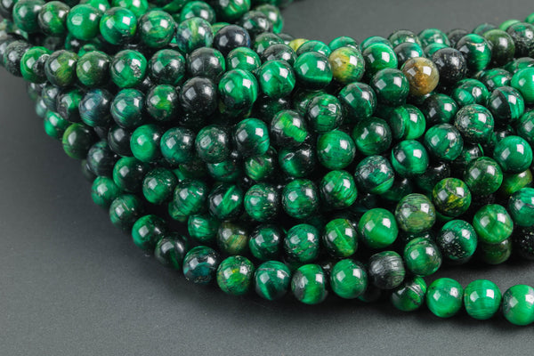 Natural Green Tiger's Eye Beads Smooth Round Tigereye Tiger Eye 4mm 6mm 8mm 10mm or 12mm Beads Full Strand 15.5 inch Strand