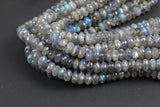 Natural Labradorite AAAA Quality Diamond Cut Beads roundel 4mm, 8mm-Full Strand 15.5 inch Strand Gemstone Beads