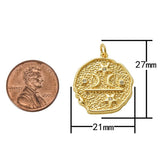 2pc 18k Gold  North Star Charm Cubic Zirconia CoinPendant Pave CZ North Star Pendant Jewelry Making- 2 pcs per order- 20x23mm