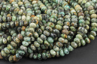 Natural African Turquoise High Quality in Faceted Roundel, 6 and 8mm- Full 15.5 Inch Strand-Full Strand 15.5 inch Strand Gemstone Beads