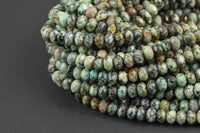Natural African Turquoise High Quality in Faceted Roundel, 6 and 8mm- Full 15.5 Inch Strand-Full Strand 15.5 inch Strand Gemstone Beads