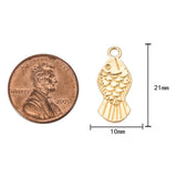 3 pcs 18k Gold  Dainty Fish Charm Pendant for Necklace - 9x21mm