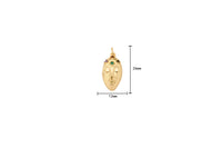 2 pcs 18k Gold  Face Charm Necklace Charm- Multi Colored CZ - 10x18mm- 2 pcs per order