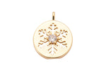 3pc 18K Gold  Snow Flake Bracelet Necklace Pendant Earring Charm Gift for Jewelry Making- 12mm- 3 pcs per order
