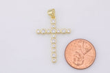 14K Gold Christian Minimalist Simple Cross Jesus Cubic Zirconia Necklace Pendant Bracelet Earring Charm Bails Jewelry Making 21x30mm