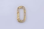 Spring PushGate Clasps Clasp 14K Gold   Closure Oval CZ Oval - 1 piece per order- 9x18mm