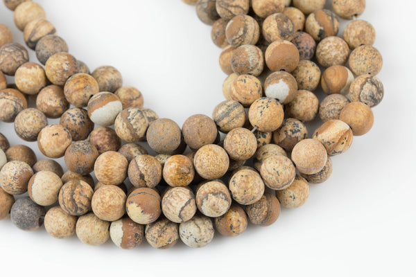 Natural Picture Jasper Beads Matte AAA Grade Matte Round, 4mm, 6mm, 8mm, 10mm, 12mm, 14mm-Full Strand 16 inch Strand AAA Quality