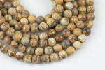 Natural Picture Jasper Round 6mm, 8mm, 10mm, 12mm- Wholesale bulk or Single Strand! -Full Strand 15.5 inch Strand AAA Quality Smooth