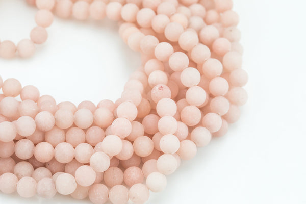 Pale Peach Jade, High Quality in Matte Round, 6mm, 8mm, 10mm, 12mm -Full Strand 15.5 inch Strand AAA Quality