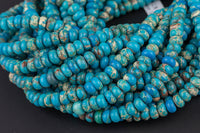 Natural Aqua Aqua AFRICAN Sea Sediment Jasper smooth roundel- 8mm Smooth Gemstone Beads