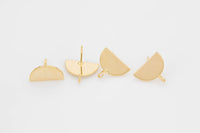 4pc 18K Gold  Earrings Stud Semi Circle Earrings- 2 pairs per order - 13x16mm