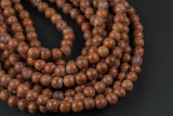 Natural Matte Big Leaf Padauk Wood. 6mm or 8mm Round. Full Strand 16". Gemstone Beads