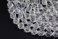 Natural Quartz- Hexagon Shape- Grade AAA High Quality-13-14mm Full Strand 16" Gemstone Beads