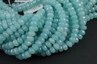 GORGEOUS Ice Aqua Jade High Quality in Faceted Rondelle- 6mm and 8mm-Full Strand 15.5 inch Strand