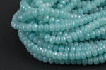 GORGEOUS Ice Aqua Jade High Quality in Faceted Rondelle- 6mm and 8mm-Full Strand 15.5 inch Strand