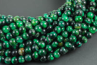 Natural Green Tiger's Eye Beads Smooth Round Tigereye Tiger Eye 4mm 6mm 8mm 10mm or 12mm Beads Full Strand 15.5 inch Strand