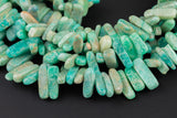 Natural Amazonite High Quality in Top Drilled Sticks- Full Strand- 5x15mm Gemstone Beads