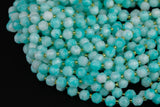 Faceted Amazonite Jade 7-8mm Beads - Gemstone Energy Prism Double Point Cut 15.5" Strand
