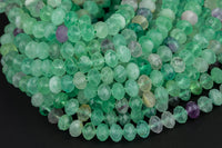 Natural Rainbow Fluorite Roundels Top Quality Sharp Facets, Full Strand 15.5 Inch, 4mm, 6mm, 8mm, 12mm, or 14mm Beads- Gemstone Beads
