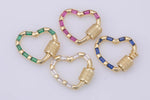 1 Pc Dainty Heart Clasp in 14K Gold  with Screw On Mechanism carabiner clasp Bracelet Clasp 16x19mm