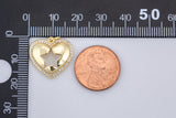 2 pc 18k Gold  Micro Pave Star Heart Pendant , Heart Charms, Lock Necklace Earring Charms, CZ Pave- 18mm