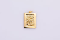 2 pcs 18 kt Gold  Mystical Flying Dragon, Chinese Legend, Mythical Animal, Beast, Tale, tablet Necklace Pendant- 15x22mm