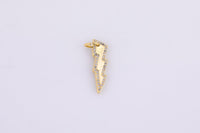 2 pcs 18 kt Gold  Lightning Charm Clear Colored Micro Pave Cubic Stone Charm Thunderbolt Lightning Charm- 6x20mm