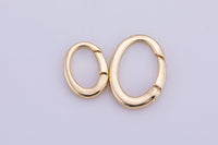 2 pcs Dainty Gold Spring Gate Ring, Push Gate ring Oval,  Charm Holder 14K Gold  Clasp for Charm Holder Connector 14x18mm and 17x24mm