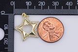 2 pc 18k Gold  Micro Pave Star Heart Pendant , Heart Charms, Lock Necklace Earring Charms, CZ Pave- 18mm