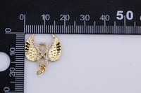 2 pc 18k Gold  Infinty Wing Charm Diamond CZ Drop Charm Cubic Protector Pendant Lucky Dainty Necklace 2 pc per order- 18x20mm