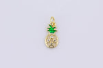 2 pc  Dainty Tiny 18k Gold  Fruits Charm CZ micro Pave Necklace Pendant Earring Bracelet Pineapple Charm- 6x8mm