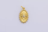 2 pc 18k Gold  Micro Oval Pave Star Pendant , Star Charms, Lock Necklace Earring Charms, CZ Pave- 11x18mm