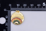 24K Gold SunBurst Charm for Necklace Multi Color Cz Charm Micro Pave Rainbow Charm Gold Sun Rise Celestial Jewelry