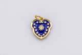 1pc Gold  Enamel Blue Flower Flower, Botanical Love Cubic Zirconia Bracelet Charm, Necklace Pendant, Findings for Jewelry Making-12mm