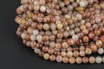 Natural Golden Red Rutilited Beads Full Strands-15.5 inches- Round- 6mm, 8mm, 10mm, 12mm- 15.5 inches Smooth Gemstone Beads