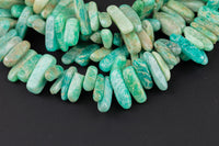 Natural Amazonite High Quality in Top Drilled Sticks- Full Strand- 5x15mm Gemstone Beads
