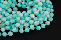 Faceted Amazonite Jade 7-8mm Beads - Gemstone Energy Prism Double Point Cut 15.5" Strand