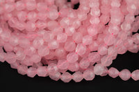 Rose Quartz- Hexagon Shape- Grade A High Quality- 8mm and 10mm- Full Strand 16"